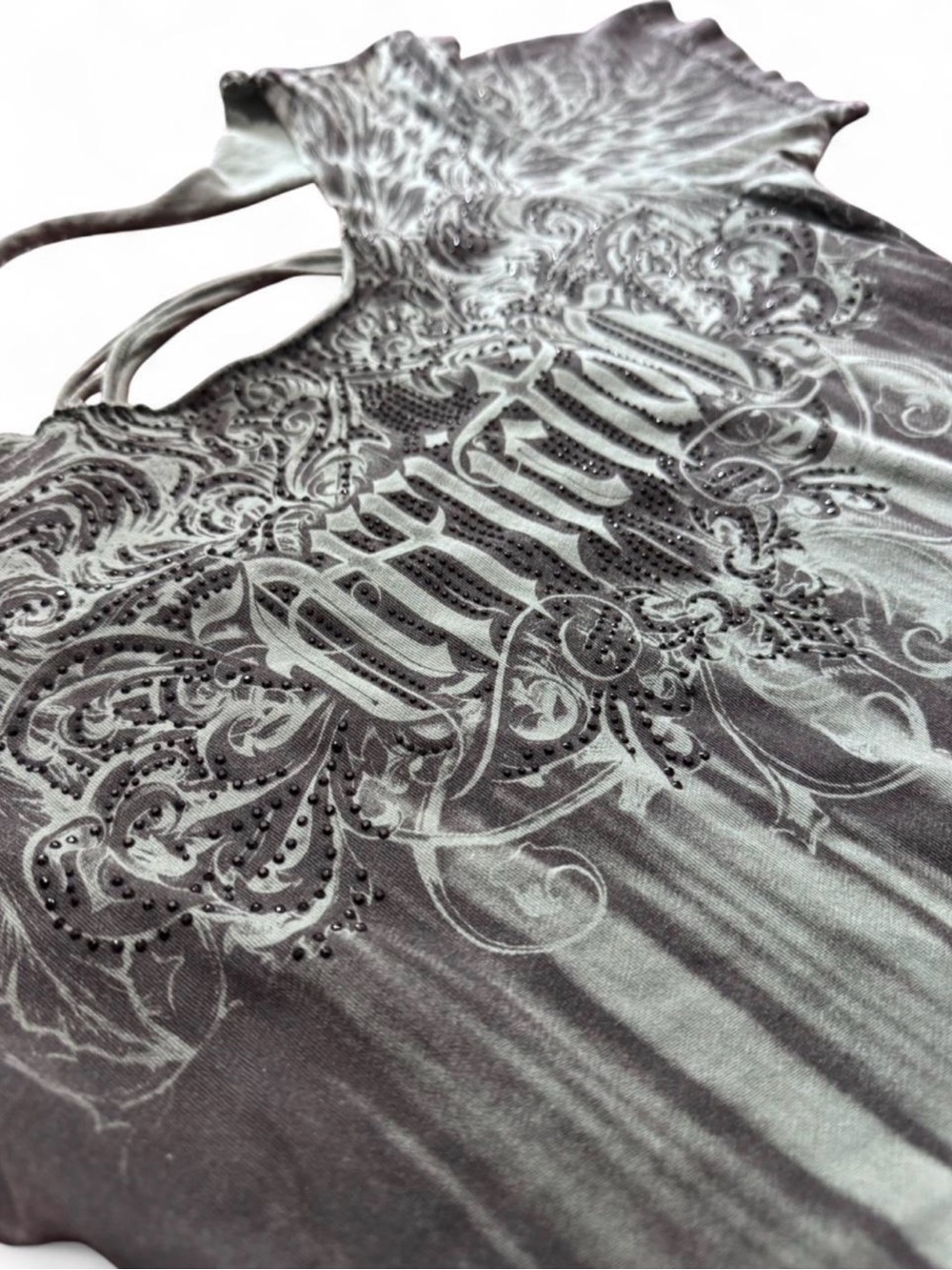 Affliction Grungecore Rhinestone Graphic Top - Picture 3 of 8